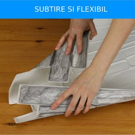 Panou decorativ PVC 3D pentru perete, 980 x 480 x 3 mm, decor Stejar alb [11]