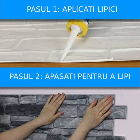 Panou decorativ PVC 3D pentru perete, 980 x 480 x 3 mm, decor Stejar alb [10]