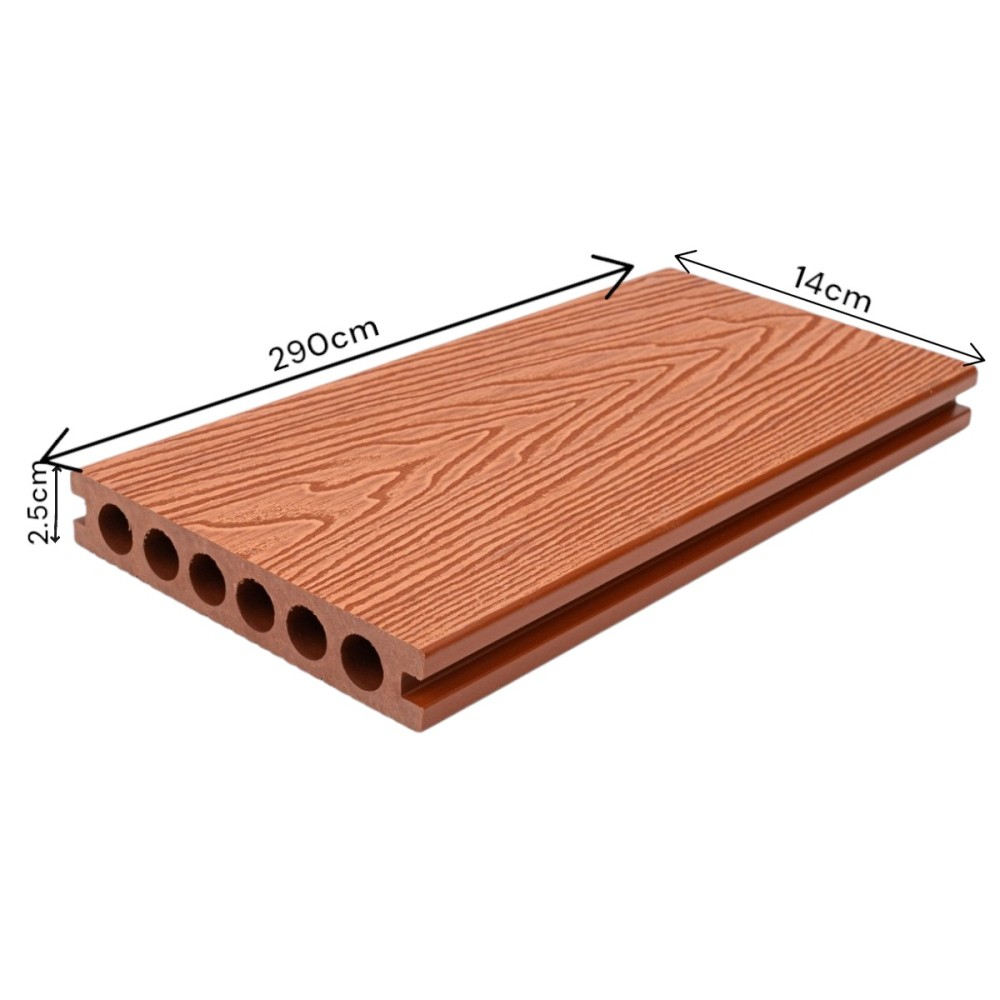 Pardoseala WPC Terasa D6483, antiderapanta, rezistenta UV si inghet, clasa trafic 23, 2900x140x25 mm, Caramiziu [15]