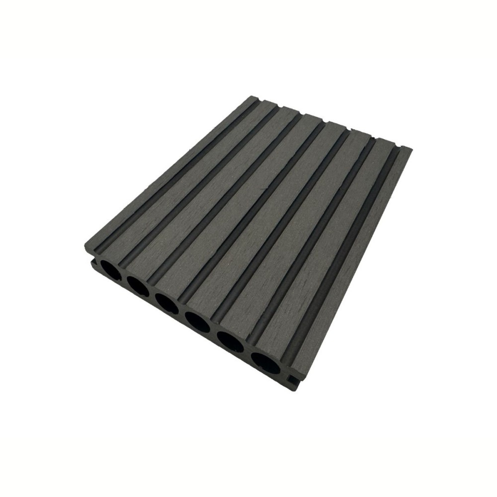 Pardoseala decking terasa WPC D7481, antiderapanta, rezistenta UV si inghet, clasa trafic 23, 2800x140x25 mm, Stejar gri [2]
