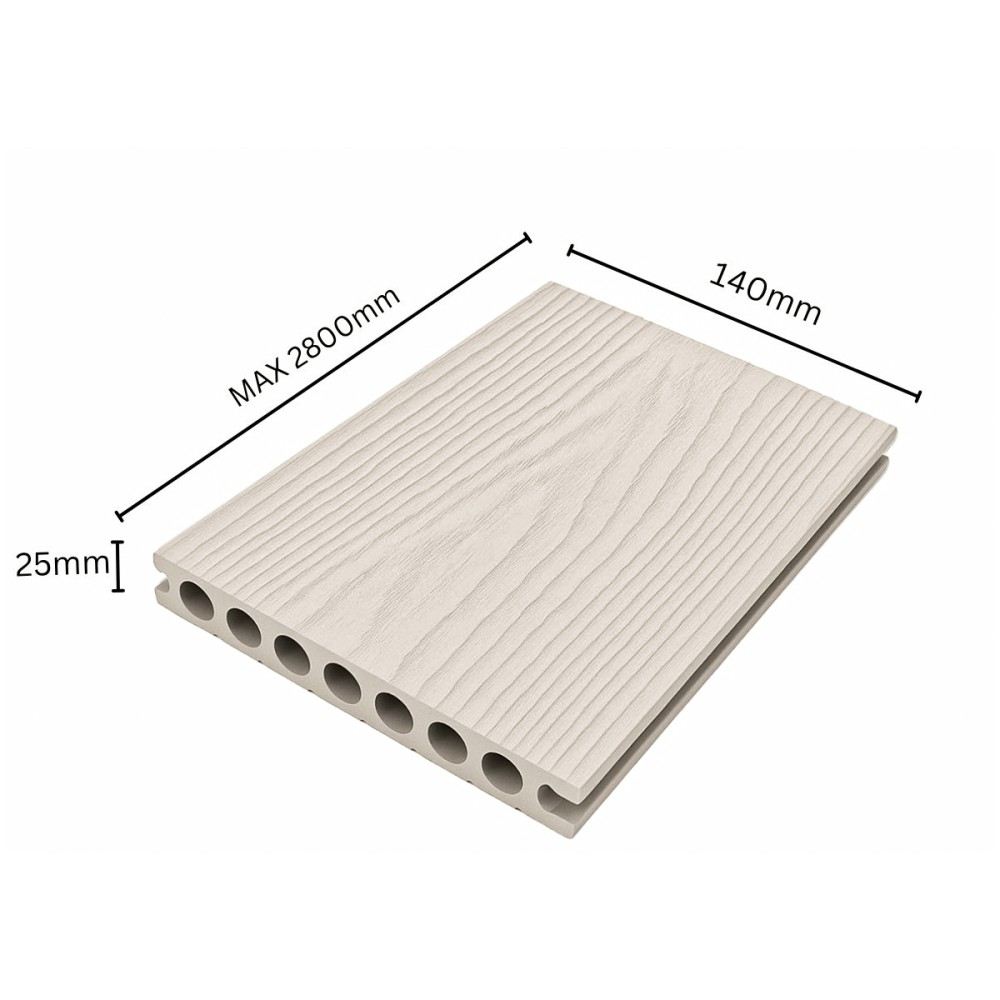Pardoseala WPC Terasa D7483, antiderapanta, rezistenta UV si inghet, clasa trafic 23, 2800x140x25 mm, Crem [2]