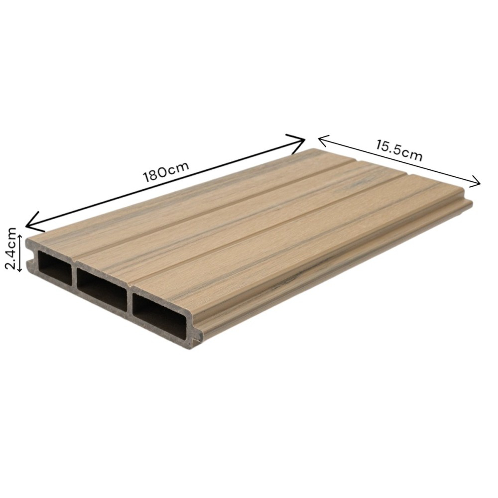 Profil gard WPC compozit lemn-plastic D6473, rezistent UV si inghet -40C/+60C, 1800x155x24 mm, Crem [12]