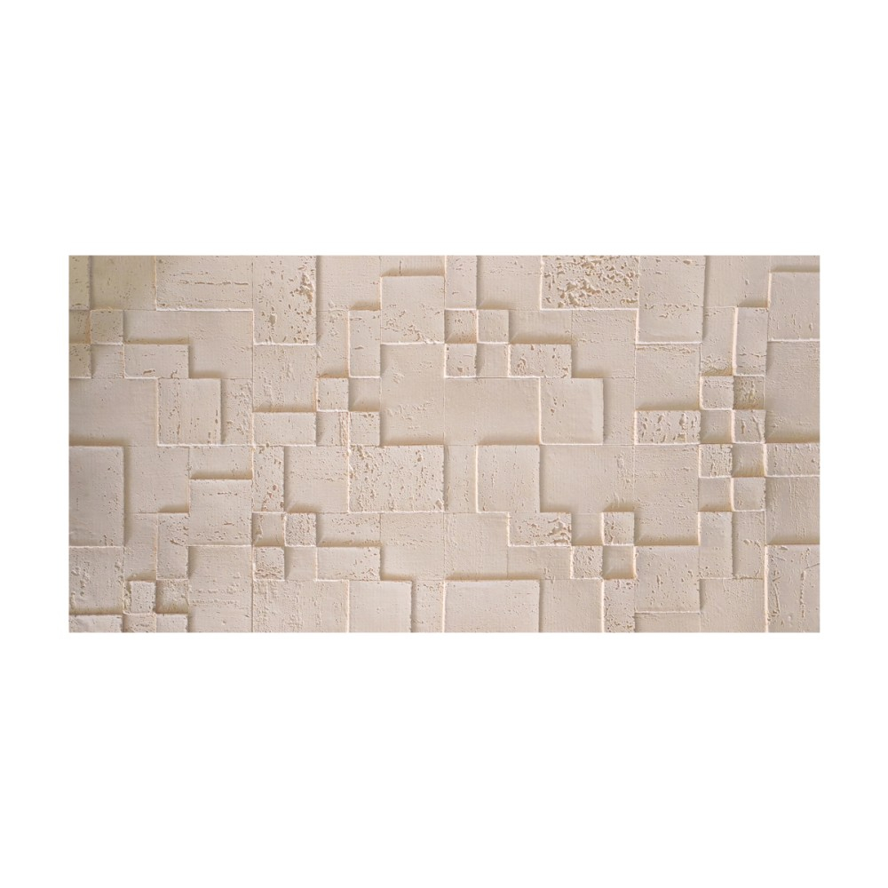 Set 10 panouri decorative flexibile din praf de piatra D7363, ignifuge, strat ceramic UV, 1200x600x2 mm, Crem deschis [2]