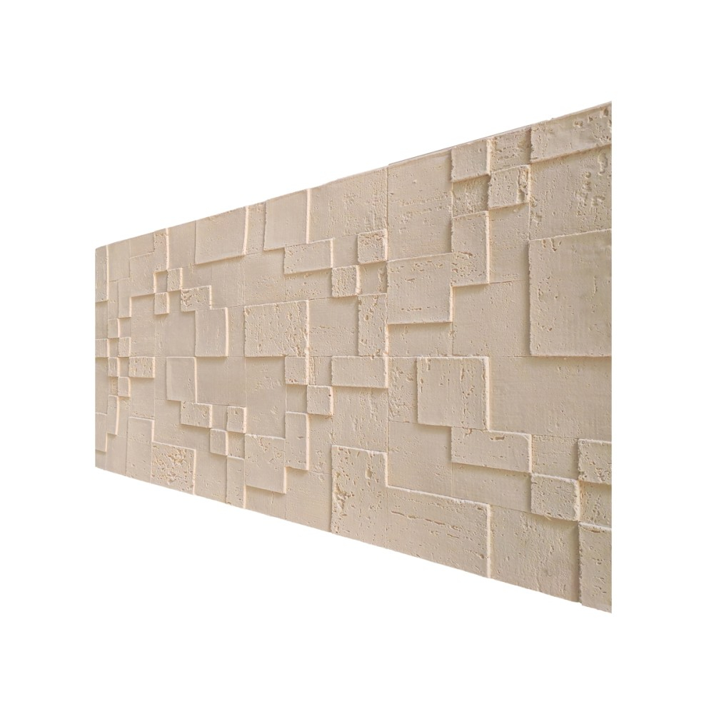 Set 10 panouri decorative flexibile din praf de piatra D7363, ignifuge, strat ceramic UV, 1200x600x2 mm, Crem deschis [4]