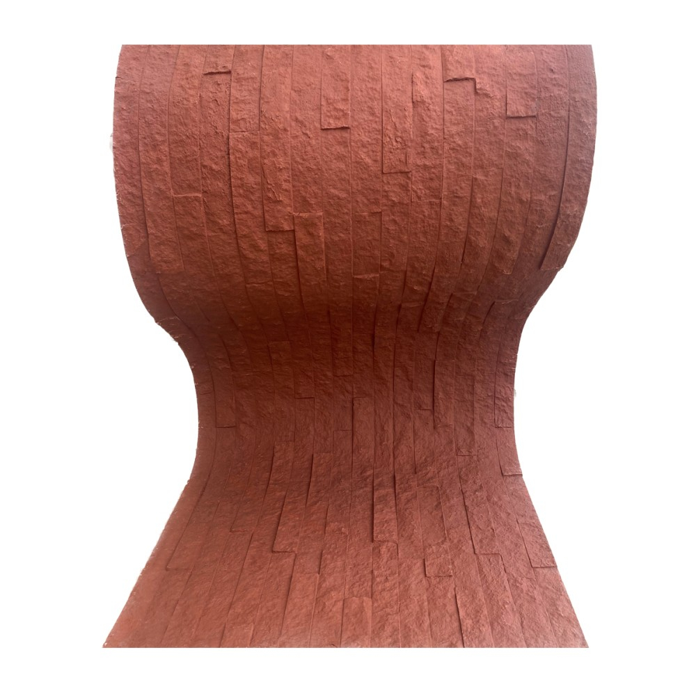Set 12 panouri decorative flexibile din praf de piatra D7352, ignifuge, strat ceramic UV, 1200x600x2 mm, Rosu caramiziu [5]