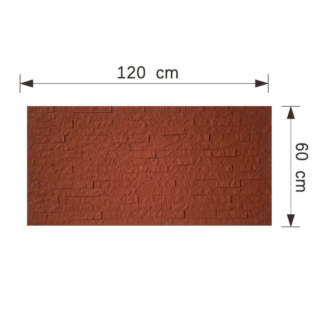 Set 12 panouri decorative flexibile din praf de piatra D7352, ignifuge, strat ceramic UV, 1200x600x2 mm, Rosu caramiziu [3]