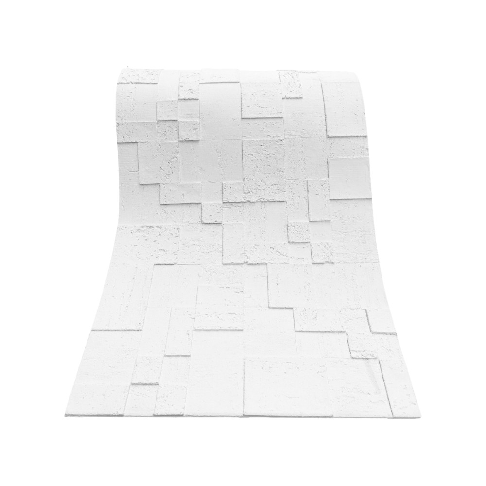 Set 12 panouri decorative flexibile din praf de piatra D7362, ignifuge, strat ceramic UV, 1200x600x2 mm, Alb [4]