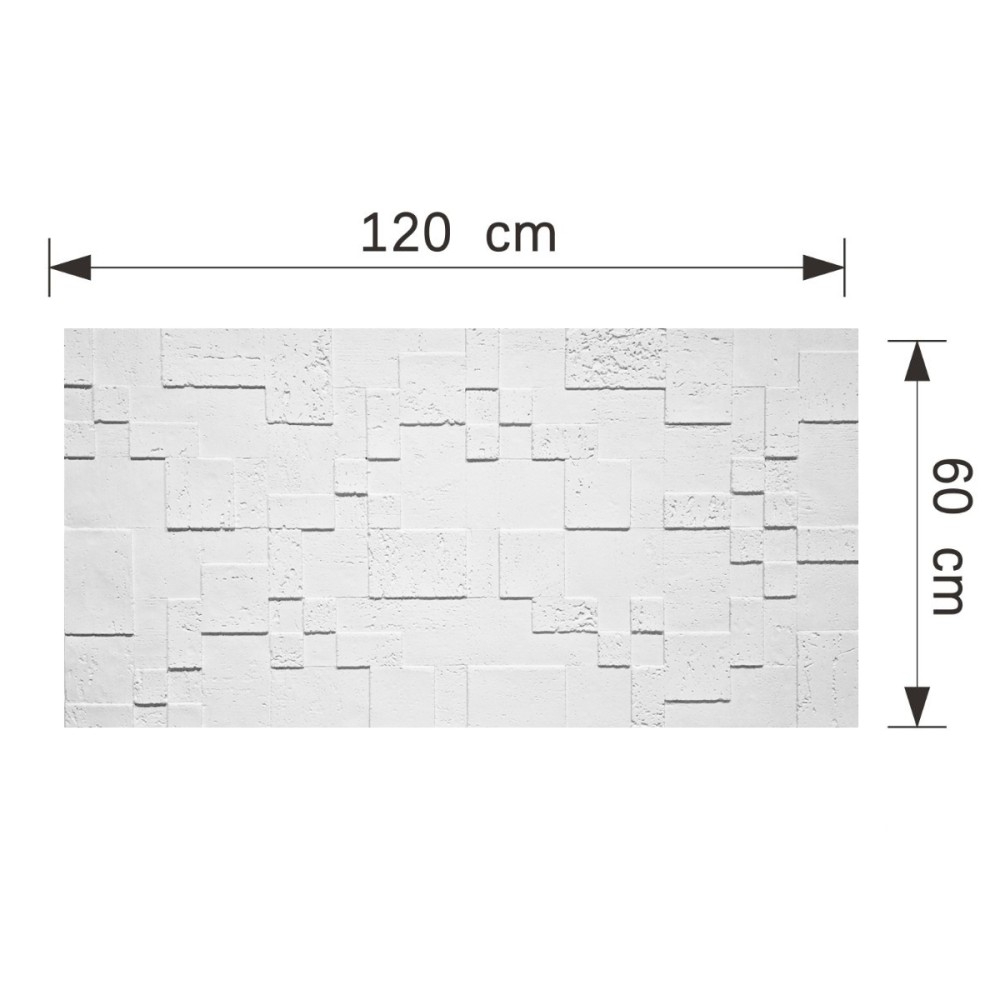Set 12 panouri decorative flexibile din praf de piatra D7362, ignifuge, strat ceramic UV, 1200x600x2 mm, Alb [5]