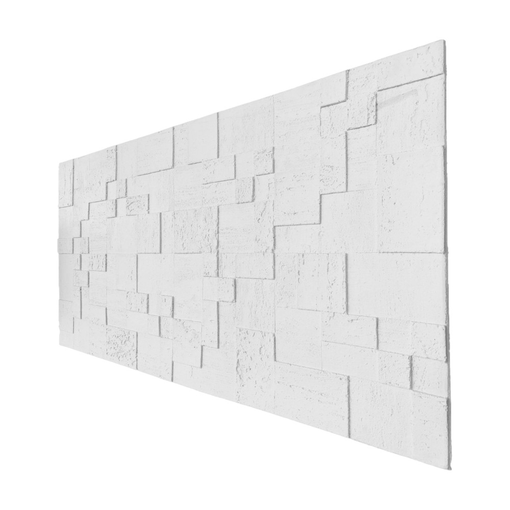 Set 12 panouri decorative flexibile din praf de piatra D7362, ignifuge, strat ceramic UV, 1200x600x2 mm, Alb [3]