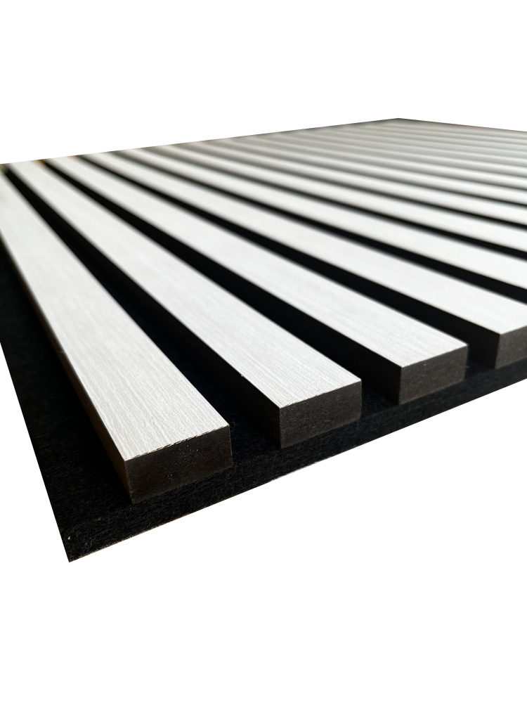 Set 4 buc - Panouri acustice lamelare din MDF pe fetru, Alb, 600 x 600 x 21 mm/bucată, total 1,44 m² [7]