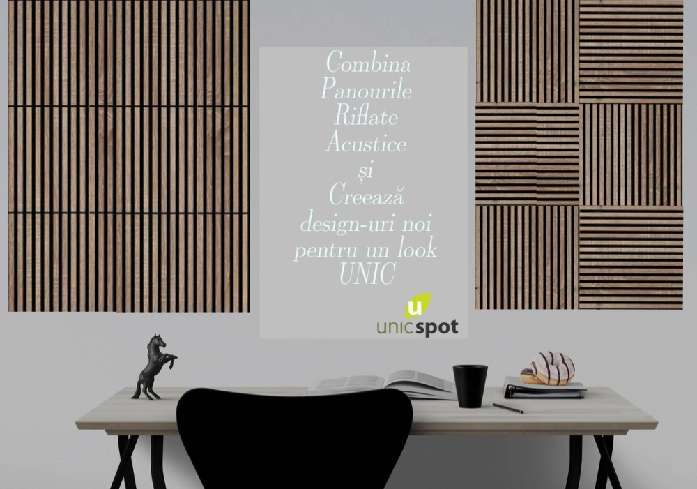 Set 4 buc - Panouri acustice lamelare din MDF pe fetru, Nuc, 600 x 600 x 21 mm/bucată, total 1,44 m² [10]