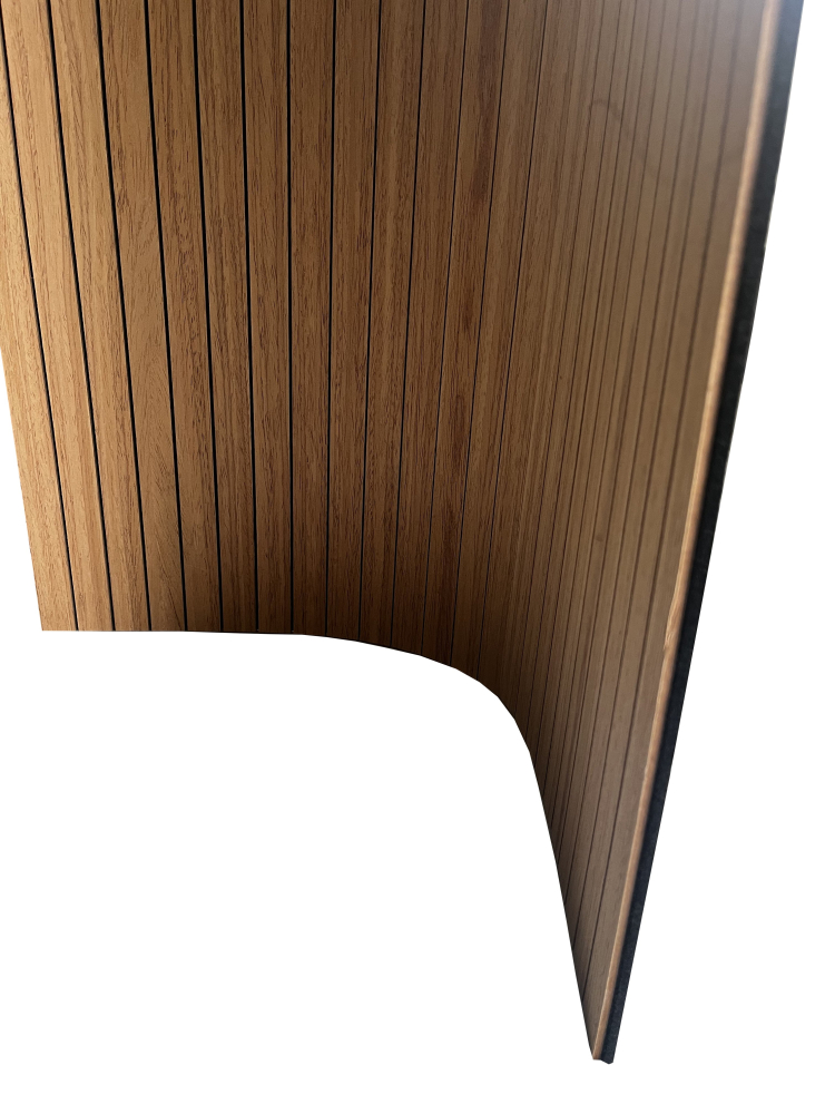 Set 4 buc - Panouri acustice lamelare flexibile din MDF pe fetru, Tec, 2400 x 600 x 8 mm/bucată, total 5,76 m² [8]