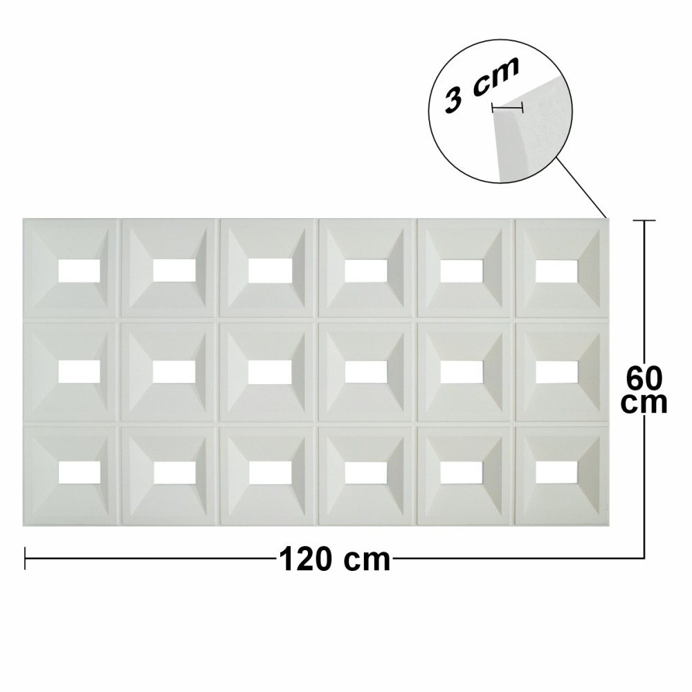Set 4 × Panou Decorativ 3D Naimeed D5767 - Design Elegant - 1200×600×30mm - Alb [4]