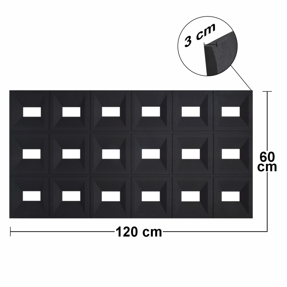 Set 4 × Panou Decorativ 3D Naimeed D5768 - Design Elegant - 1200×600×30mm - Negru [4]