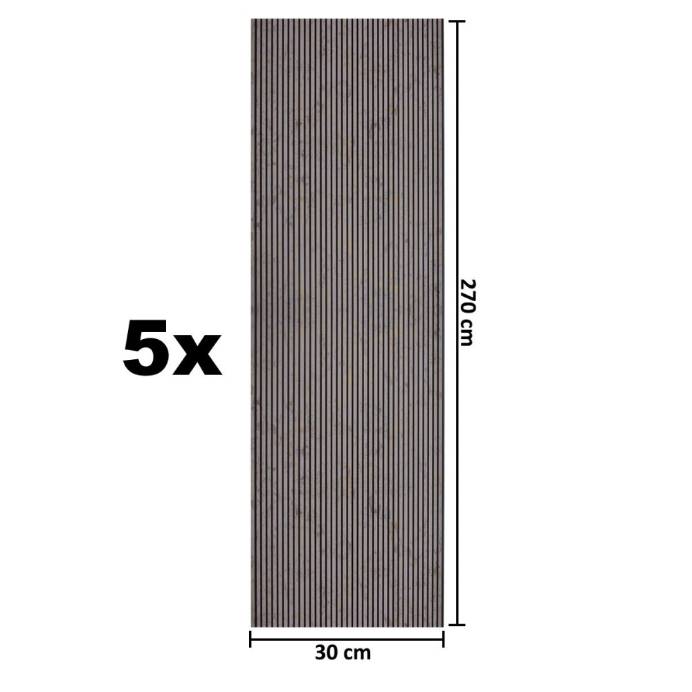 Set 5 panouri decorative, lamelar, polimer rigid, D5462, 270x30x0.5cm, Crem [5]