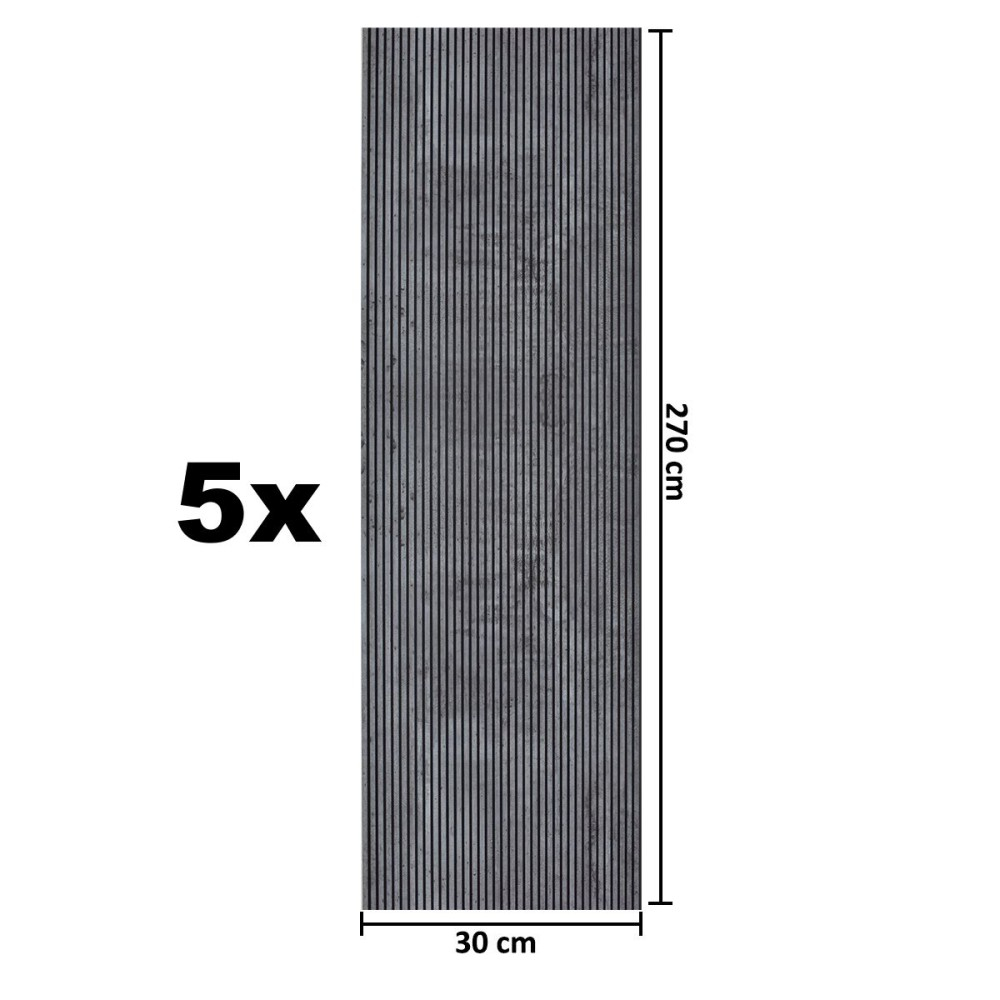 Set 5 panouri decorative, lamelar, polimer rigid, D5466, 270x30x0.5cm, Gri [5]