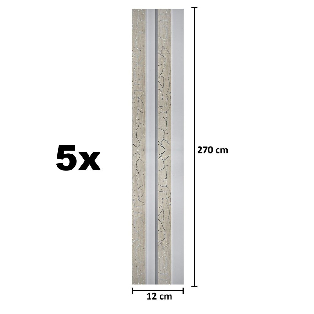 Set 5 panouri decorative, lamelar, polimer rigid, D5474, 270x12x2cm, Alb [5]