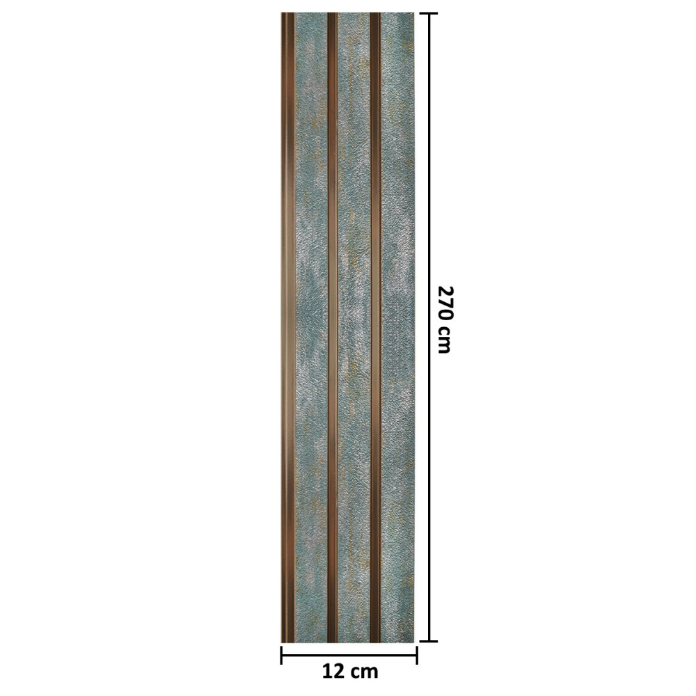 Set 5 panouri decorative, lamelar, polimer rigid, D5481, 270x12x1cm, Verde/Auriu [5]