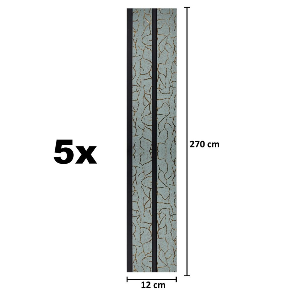 Set 5 panouri decorative, lamelar, polimer rigid, D5488, 270x12x1cm, Turcoaz [5]