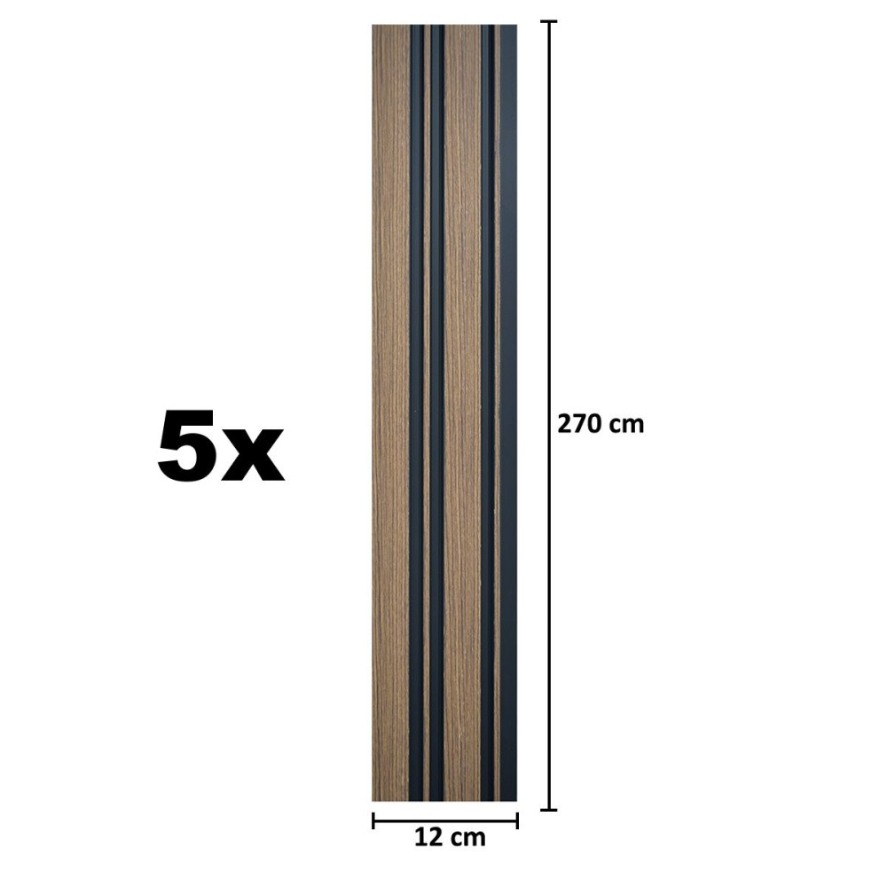 Set 5 panouri decorative, lamelar, polimer rigid, D5489, 270x12x1cm, Maro [5]