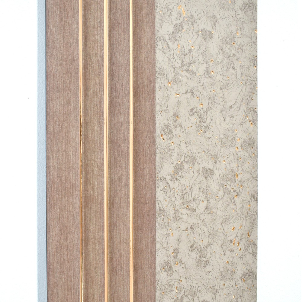 Set 5 panouri decorative, lamelar, polimer rigid, D5500, 270x16x1cm, Crem deschis [4]