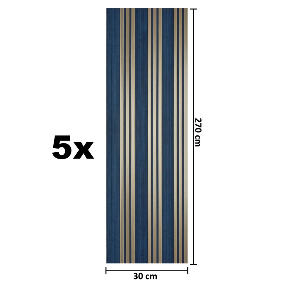 Set 5 panouri decorative, lamelar, polimer rigid, D5508, 270x30x0.5cm, Turcoaz/Auriu [5]