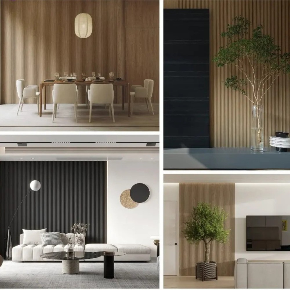 Set 5 panouri decorative, lamelar WPC, D6227, 260x18x1.8cm, Negru [7]