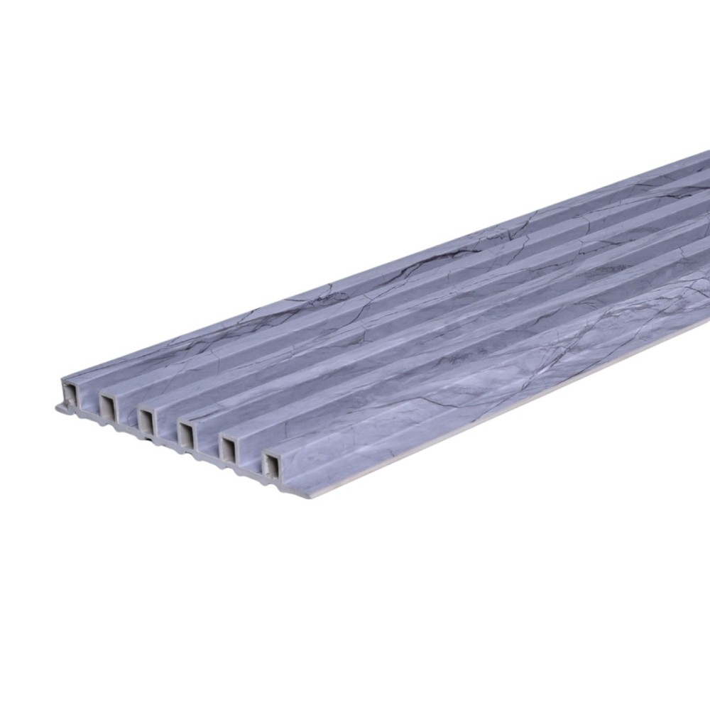Set 5 panouri decorative, lamelar WPC, cu 6 caneluri, D6218, 260x17x1.8cm, Gri marmura [3]