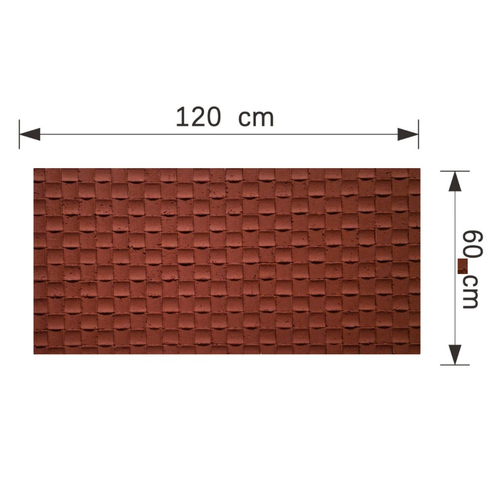 Set 9 panouri decorative flexibile din praf de piatra D7342, ignifuge, strat ceramic UV, 1200x600x2 mm, Rosu caramiziu [5]