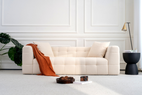 Canapele - Canapea Bologna, 2220 x 1050 mm, tapițerie boucle parmiggiano white