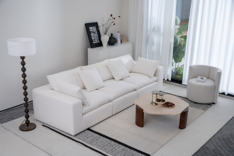 Canapele - Canapea Ostuni, 3420 x 1140 mm, tapițerie albă soft white