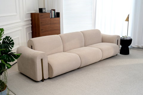 Canapele - Canapea Treviso, 1140 x 1000 mm, tapițerie soft beige tip piele întoarsă/suede cu textură fină