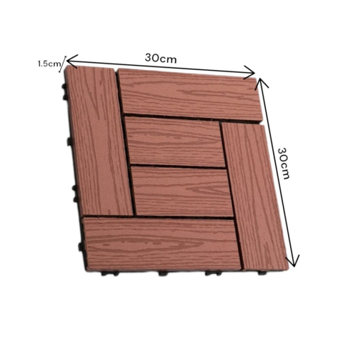 Dala terasa WPC D6252, antiderapanta, rezistenta UV si inghet -40C/+60C, 300x300x20 mm, Visiniu [6]