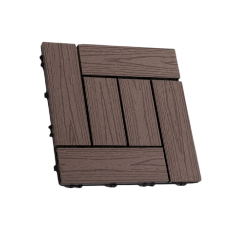Pardoseala WPC - Dala terasa WPC D6253, antiderapanta, rezistenta UV si inghet -40C/+60C, 300x300x20 mm, Maro