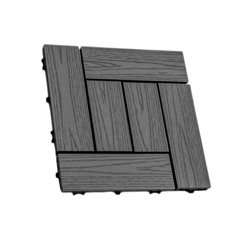 Pardoseala WPC - Dala terasa WPC D6254, antiderapanta, rezistenta UV si inghet -40C/+60C, 300x300x20 mm, Gri
