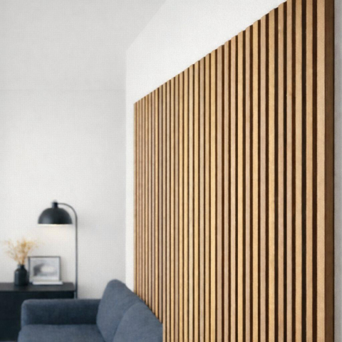 Element de închidere pentru panou acustic lamelar, MDF, 2400 x 26 x 21 mm, Nuc [1]