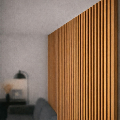 Element de închidere pentru panou acustic lamelar, MDF, 2400 x 26 x 21 mm, Tec [1]