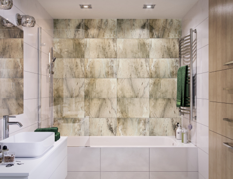 Lambriuri PVC - Lambriu PVC Vilo Motivo, Marmură Bej Biscuite