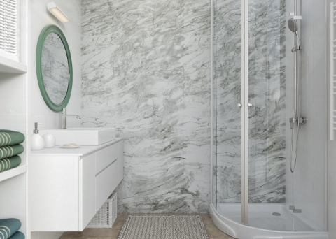 Lambriuri PVC - Lambriu PVC Vilo Motivo, Marmură Gri