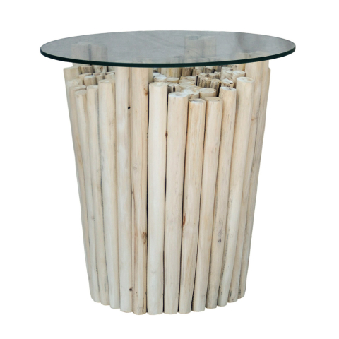 Mese de accent - Masă de accent Tulala, Diametru 470 x Înălțime 510 mm, Lac transparent pe bază de apă (bază) / Sticlă 6mm