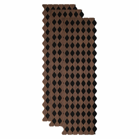 Panouri Decorative - Pachet 3 buc - Panou acustic riflaj din MDF cu pâslă fonoabsorbantă, D6232, 2400 x 300 x 18 mm, Nuc