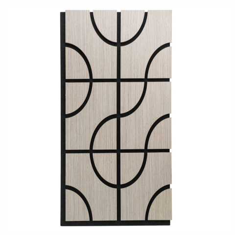 Pachet 5 buc - Panou acustic riflaj din HDF cu pâslă fonoabsorbantă, D6757, 900 x 450 x 18 mm, Gri [1]