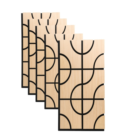 Panouri Decorative - Pachet 5 buc - Panou acustic riflaj din HDF cu pâslă fonoabsorbantă, D6758, 900 x 450 x 18 mm, Stejar