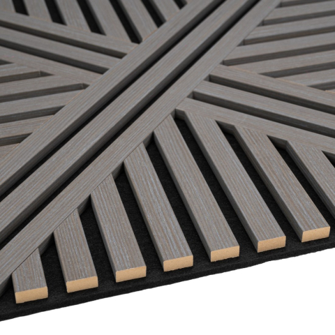 Pachet 5 buc - Panou acustic riflaj din MDF cu pâslă fonoabsorbantă, D6765, 600 x 600 x 18 mm, Gri [2]