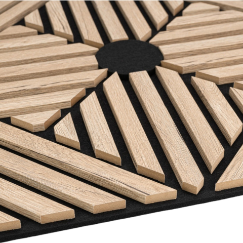 Pachet 5 buc - Panou acustic riflaj din MDF cu pâslă fonoabsorbantă, D6769, 600 x 600 x 18 mm, Stejar Inchis [2]