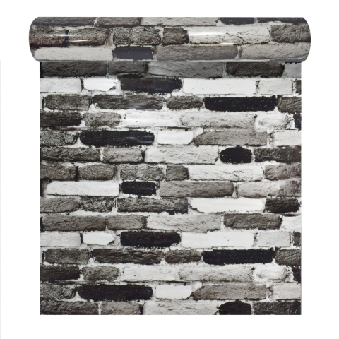 Panouri Decorative Tip Rola - Rolă panou perete autoadeziv D5683 - Alb/Negru, 3000 mm x 600 mm x 2mm