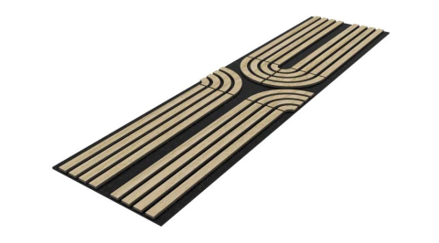 Panou acustic lamelar Art Deco din MDF pe fetru, 2400 x 600 x 21 mm, Stejar [1]