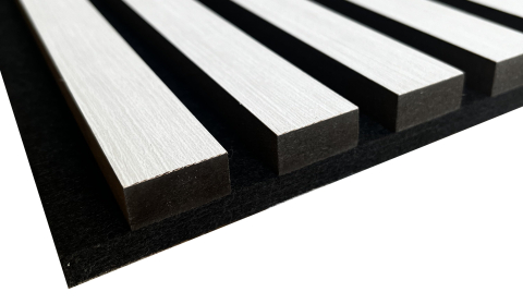 Panou acustic lamelar din MDF pe fetru, 2400 x 600 x 21 mm, Alb [2]