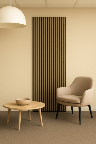 Panouri Decorative Interior - Panou acustic lamelar din MDF pe fetru, 2400 x 600 x 21 mm, Gri