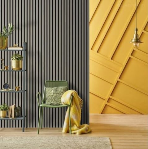 Panou acustic lamelar din MDF pe fetru, 2400 x 600 x 21 mm, Gri [1]